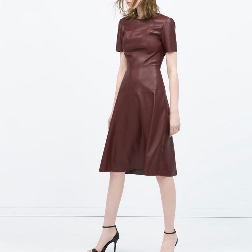 Maroon Leather Effect Dress from Zara